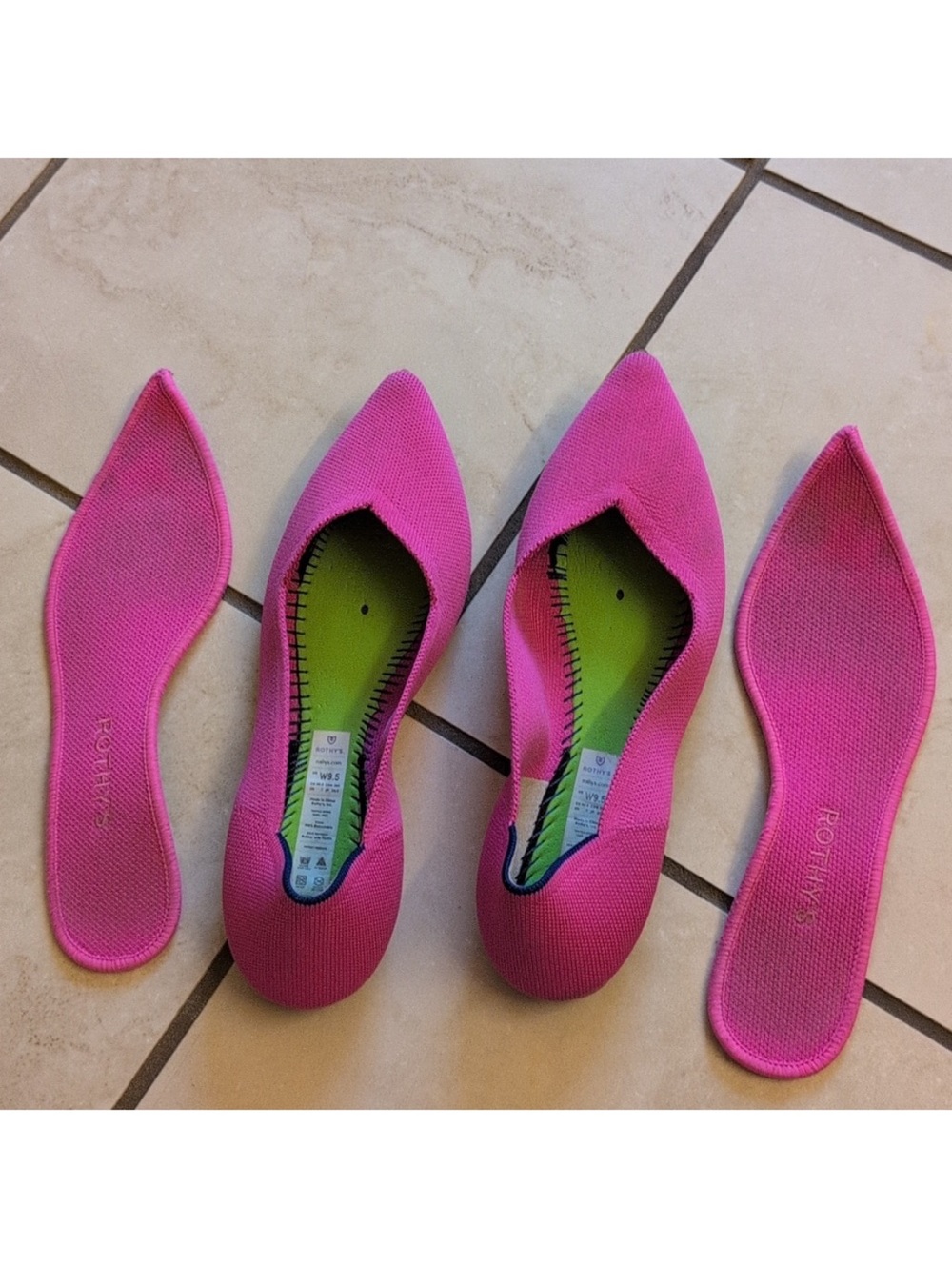 Rothy's The Point Toe Dragonfruit Hot Pink Pointed Knit Flats 9.5 - Picture 7 of 7